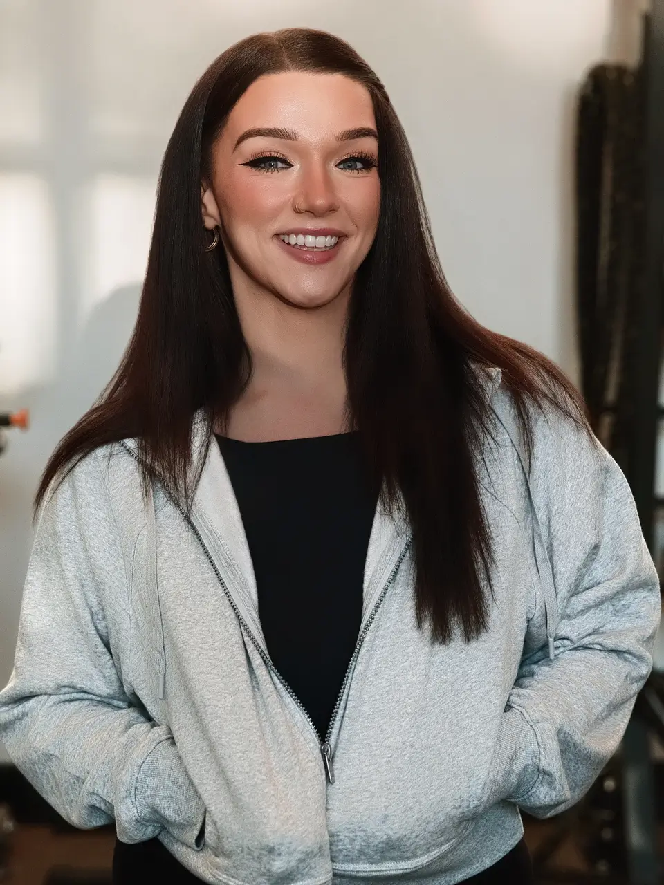 Amber Clemens smiling in gym