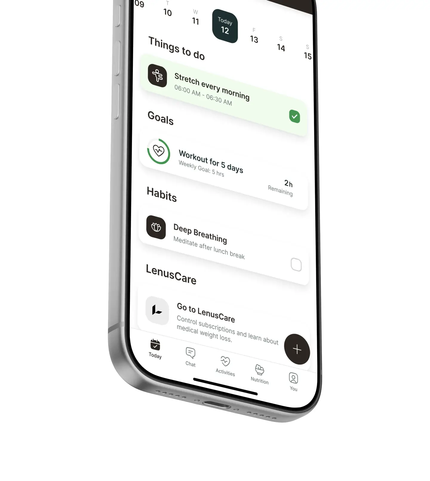 Mobile device showing LenusCare UI